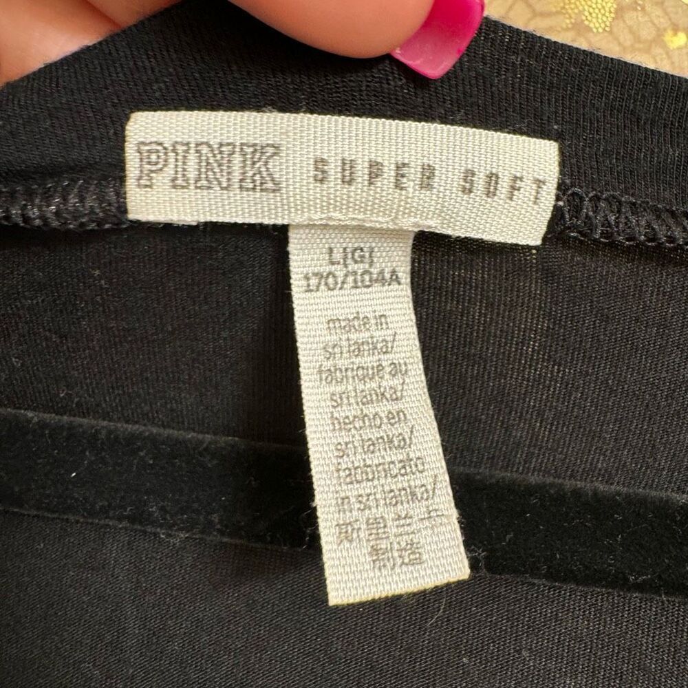 PINK Victorias Secret Super Soft Black Criss Cross Long Sleeve Top Large - Picture 2 of 4